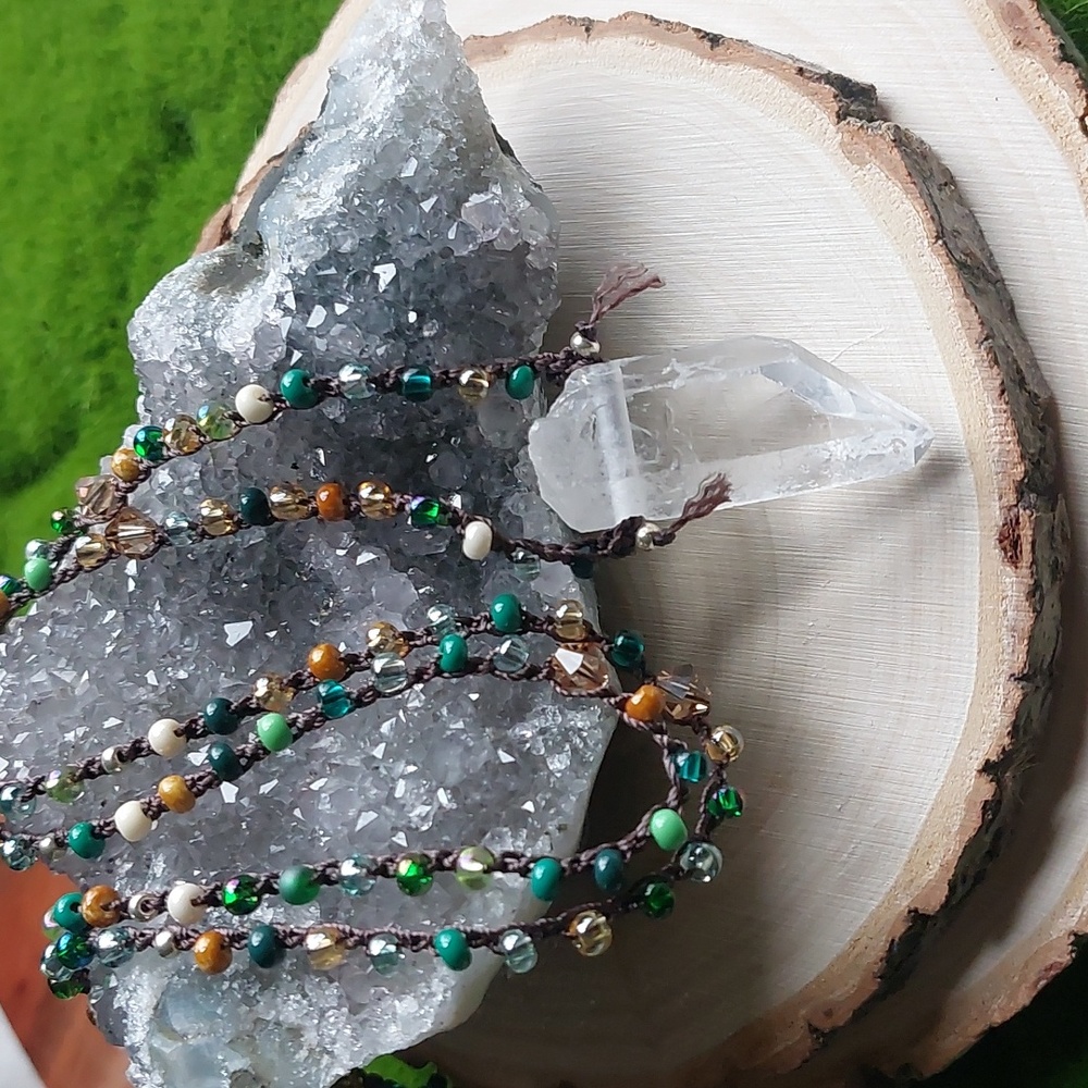 Quartz Crystal Necklace, Artisan Crafted by Rust Belt Raised, Quartz Crystals